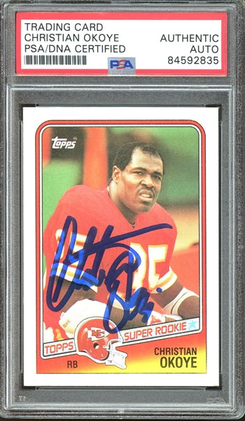 Christian Okoye Signed 1988 Topps #363 (PSA/DNA Encapsulated) - Rookie Card