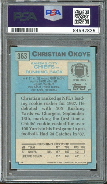 Christian Okoye Signed 1988 Topps #363 (PSA/DNA Encapsulated) - Rookie Card