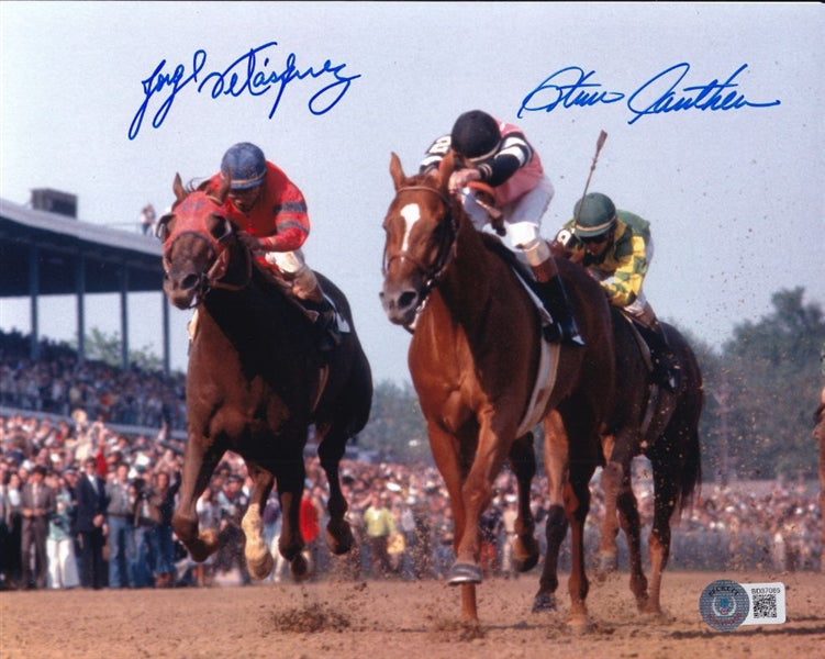 Jorge Velasquez & Steve Cauthen Dual Signed (BAS) 1978 Belmont Stakes 8x10 Photo