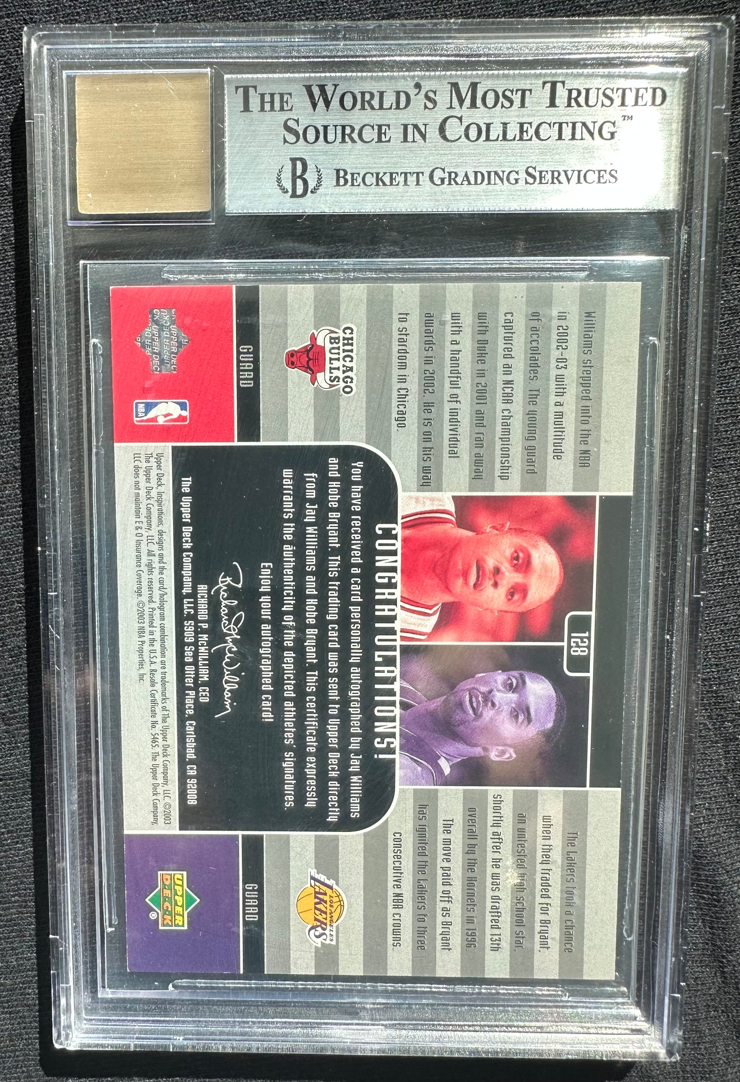 Kobe Bryant 2002 UD Inspirations #128A Dual Autograph #185/275 (BGS) 8.5 - Auto Grade (BGS) 9