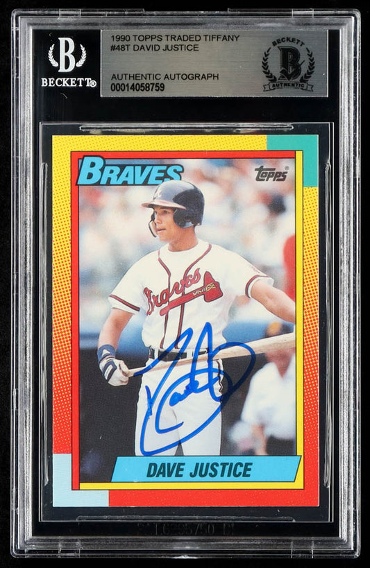 David Justice Signed 1990 Topps Traded #48T RC (BGS)