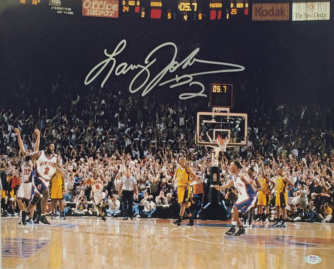 Larry Johnson Signed (PSA/DNA ITP COA) New York Knicks 1999 ECF 4-Point Play 16x20 Photo