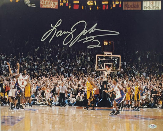 Larry Johnson Signed (PSA/DNA ITP COA) New York Knicks 1999 ECF 4-Point Play 16x20 Photo