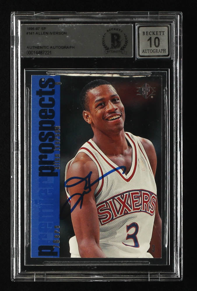 Allen Iverson Signed 1996-97 SP #141 RC Autograph Graded Beckett 10 - Rookie Card