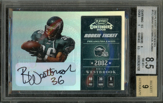 Brian Westbrook 2002 Playoff Contenders Rookie Ticket Autograph #112 - #392 of 600 - Graded NM-MT+ 8.5/9 (BGS) - Rookie Card