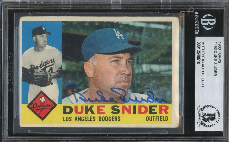 Duke Snider Signed 1960 Topps #493- BAS Authentic