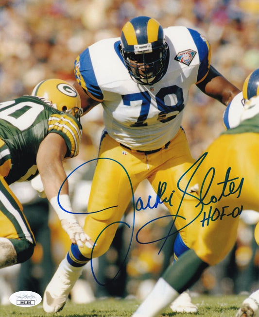 Jackie Slater "HOF 01" Signed (JSA COA) Los Angeles Rams 8x10 Photo