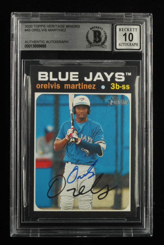 Orelvis Martinez Signed 2020 Topps Heritage Minors #45 - Autograph Graded Beckett (BGS) 10 - Rookie Card