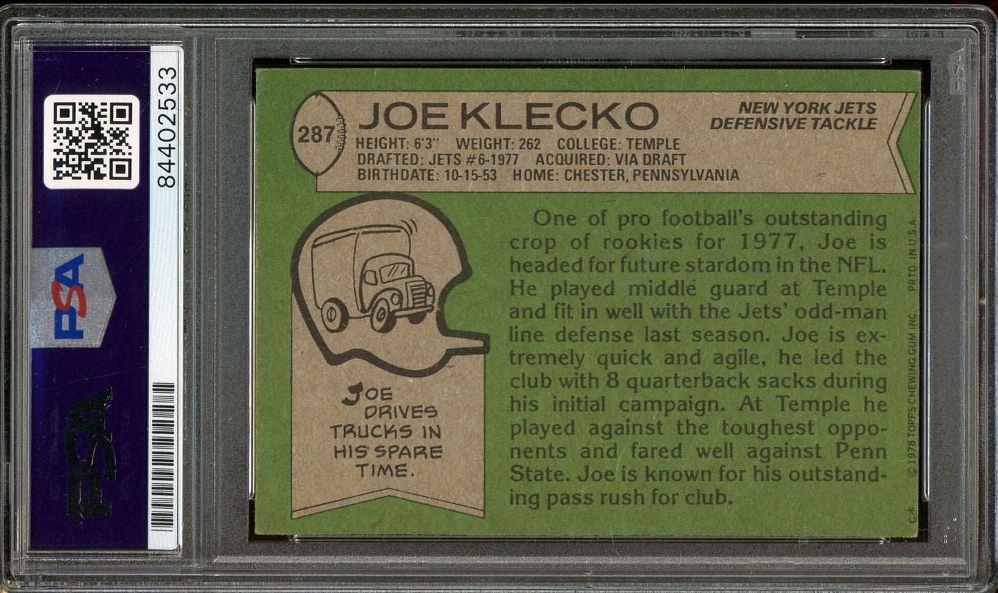 Joe Klecko Signed 1978 Topps #287 RC (PSA) Rookie Card