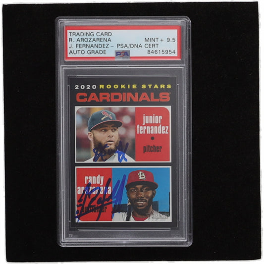 Randy Arozarena & Junior Fernandez Signed 2020 Topps Heritage #216 RC (PSA & JSA) - Autograph Graded PSA 9.5