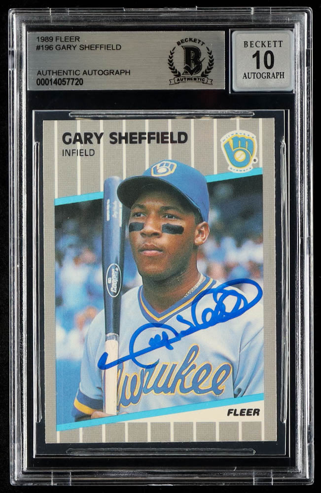 Gary Sheffield Signed 1989 Fleer #196 RC - Autograph Graded Beckett (BGS) 10 - Rookie Card