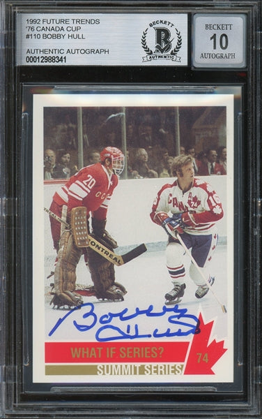 Bobby Hull signed 1992 Future Trends '76 Canada Cup Hockey Card #110 - Auto Graded 10! (BAS Encapsulated)