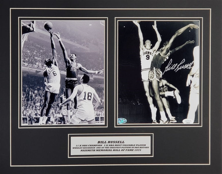 Bill Russell (d. 2022) Signed Boston Celtics 8x10 Photo in 16x20 Matted Display (JSA COA)