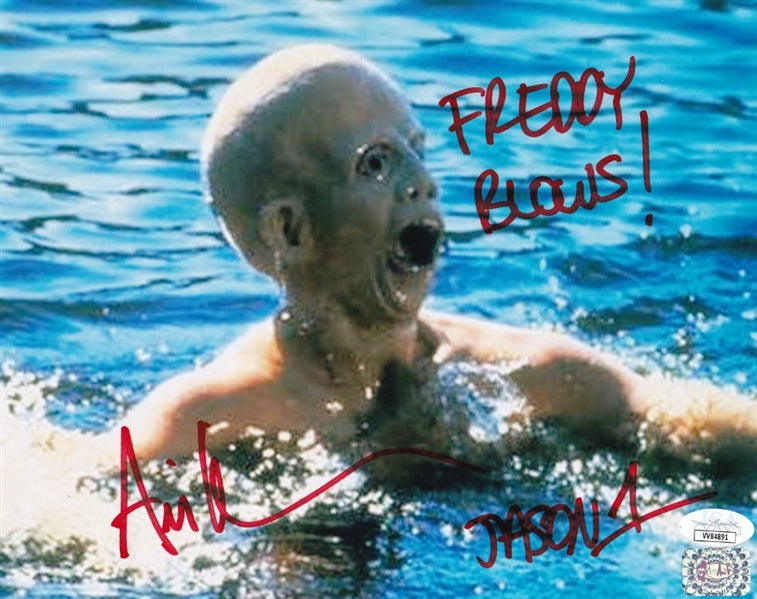 Ari Lehman "Jason 1" "Freddy Blows!" Signed (JSA COA) - Friday The 13th 8x10 Photo