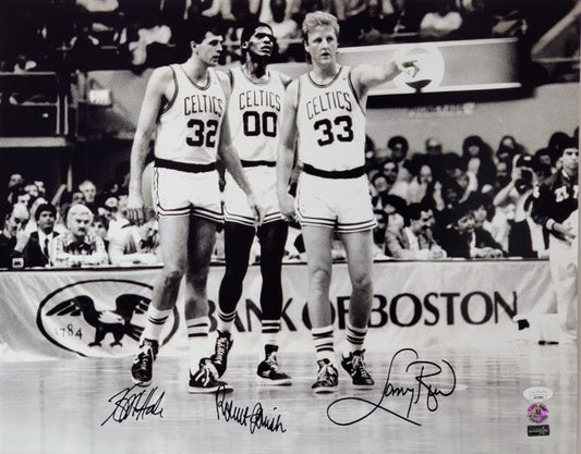 Larry Bird, Kevin McHale & Robert Parish Signed (JSA COA & Bird Hologram) Boston Celtics 16x20 Photo