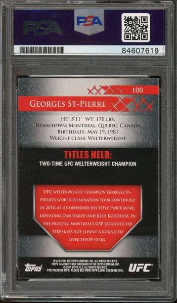 Georges St. Pierre Signed 2011 Topps UFC Title Shot #100- PSA/DNA Authentic