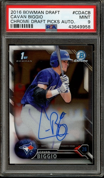 Cavan Biggio 2016 Bowman Draft Chrome Draft Picks 1st Bowman Autographed #CDACB- Graded Mint 9 (PSA) - Rookie Card