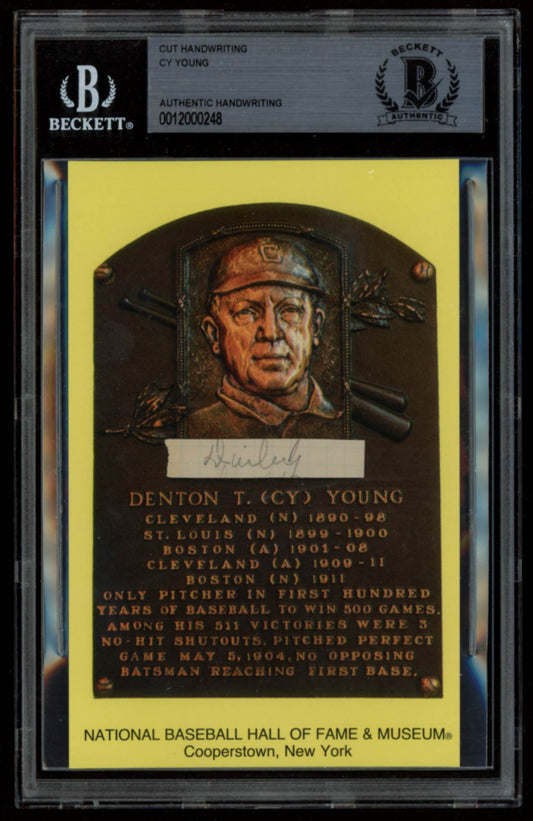 Cy Young Authentic Handwritten Word Gold Hall of Fame Postcard (BGS Encapsulated)