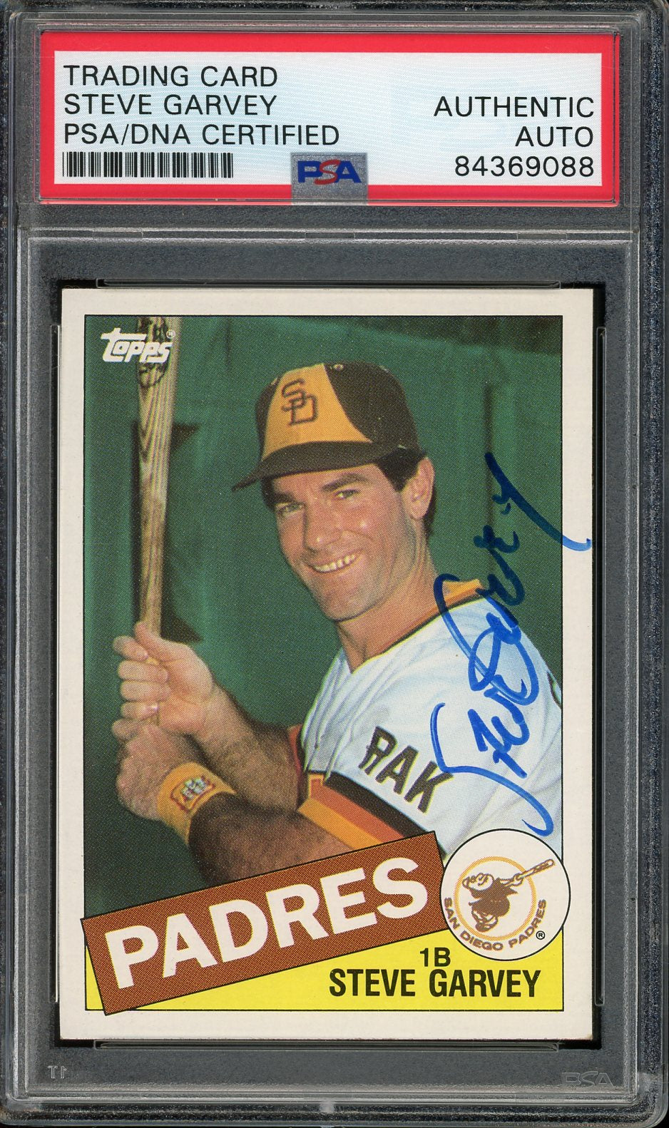 Steve Garvey Signed 1985 Topps Baseball Card #450 (PSA/DNA Encapsulated)