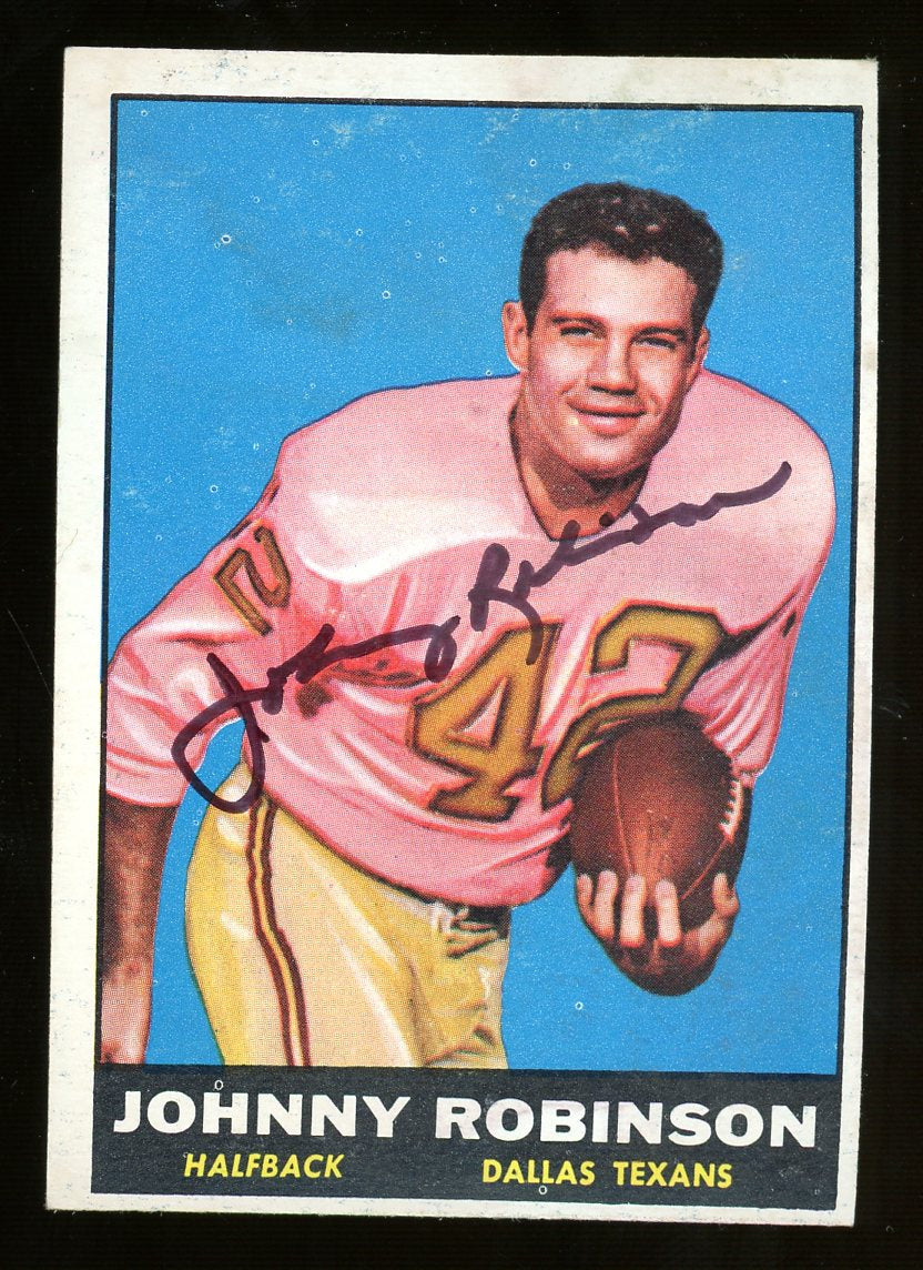 Johnny Robinson Signed 1961 Topps #139 (JSA COA) - Rookie Card