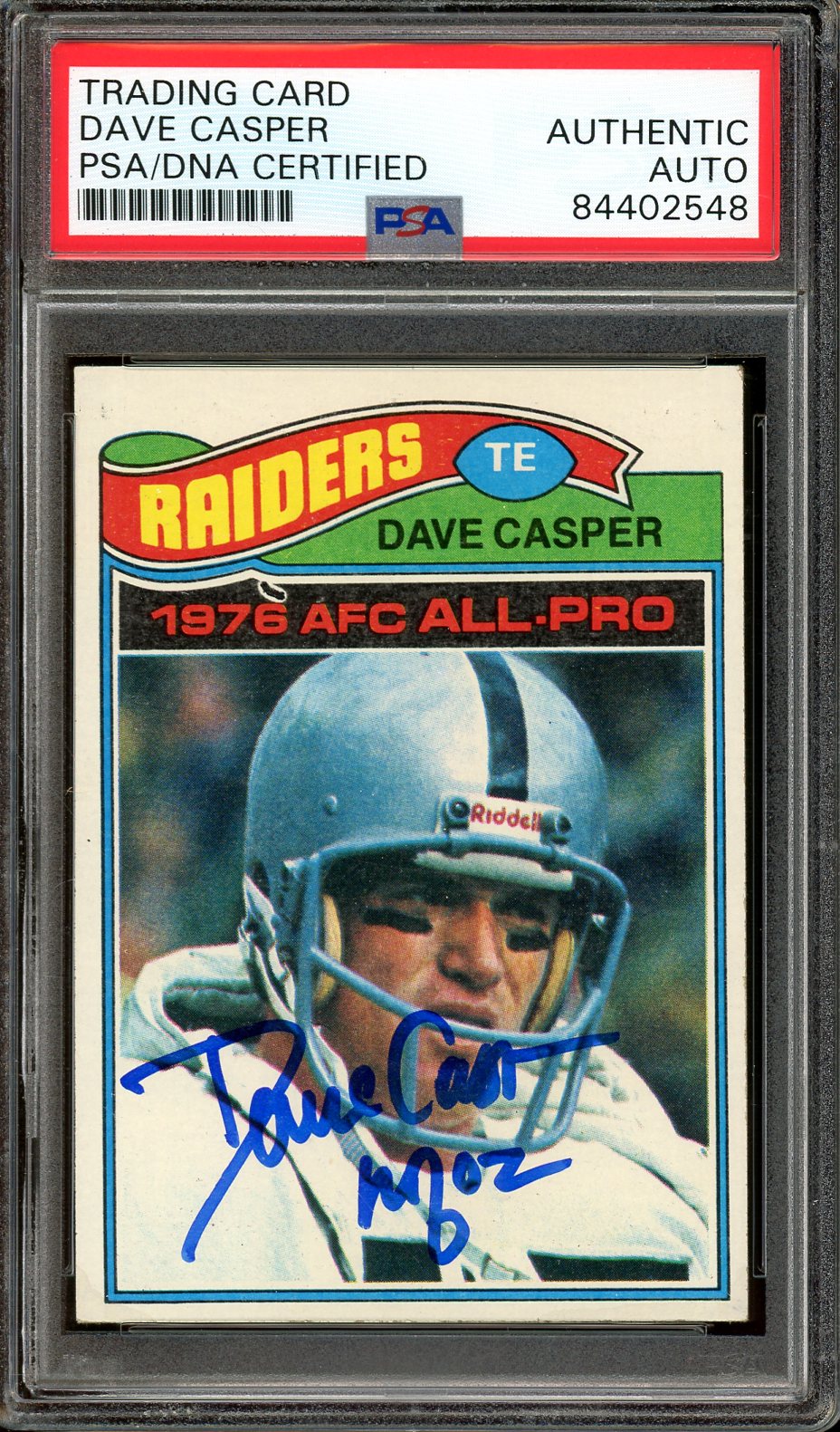 Dave Casper Signed 1977 Topps #380 (PSA/DNA Encapsulated) - Rookie Card