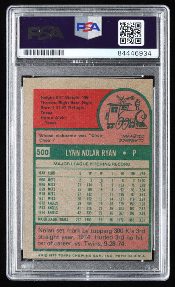 Nolan Ryan Signed 1975 Topps #500 Inscribed "The Ryan Express" - Autograph Graded (PSA) 10