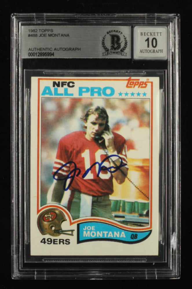 Joe Montana Signed 1982 Topps #488 AP Autograph Graded Beckett (BGS) 10