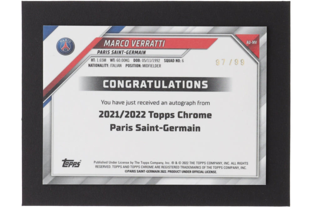 Marco Verratti 2021-22 Topps Chrome Paris Saint-Germain #AUIG #97/99
