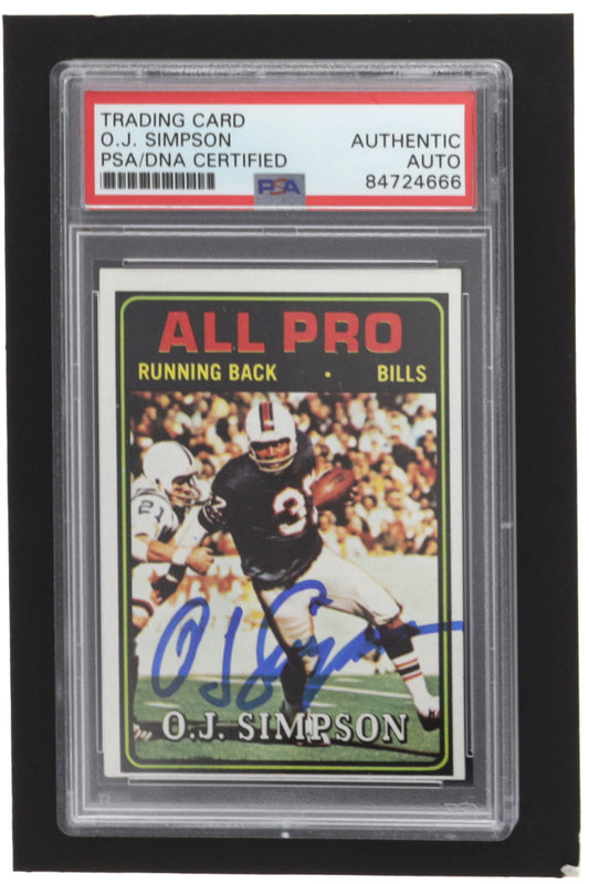 O.J. Simpson Signed 1974 Topps #130 AP (PSA)