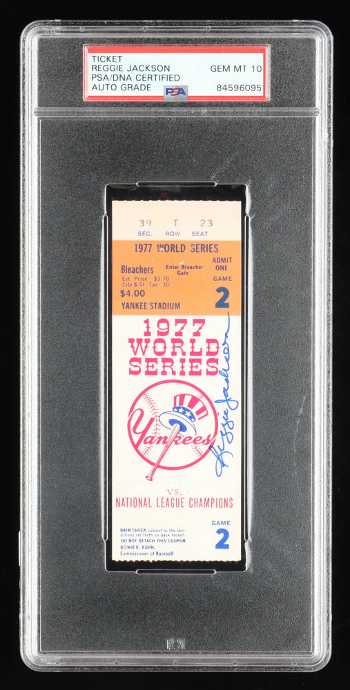 Reggie Jackson Signed 1977 World Series Game 2 Ticket Stub Autograph Graded (PSA) 10