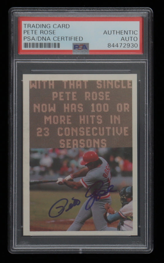 Pete Rose Signed 1985 Topps Rose #120 Scoreboard (PSA)