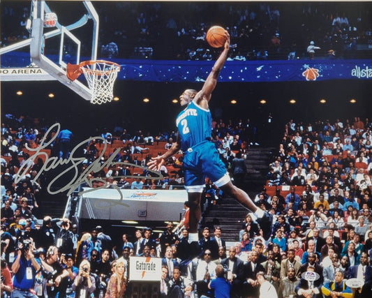 Larry Johnson Signed (JSA COA) Charlotte Hornets Slam Dunk Contest 16x20 Photo
