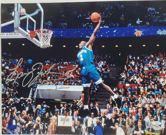 Larry Johnson Signed (JSA COA) Charlotte Hornets Slam Dunk Contest 16x20 Photo