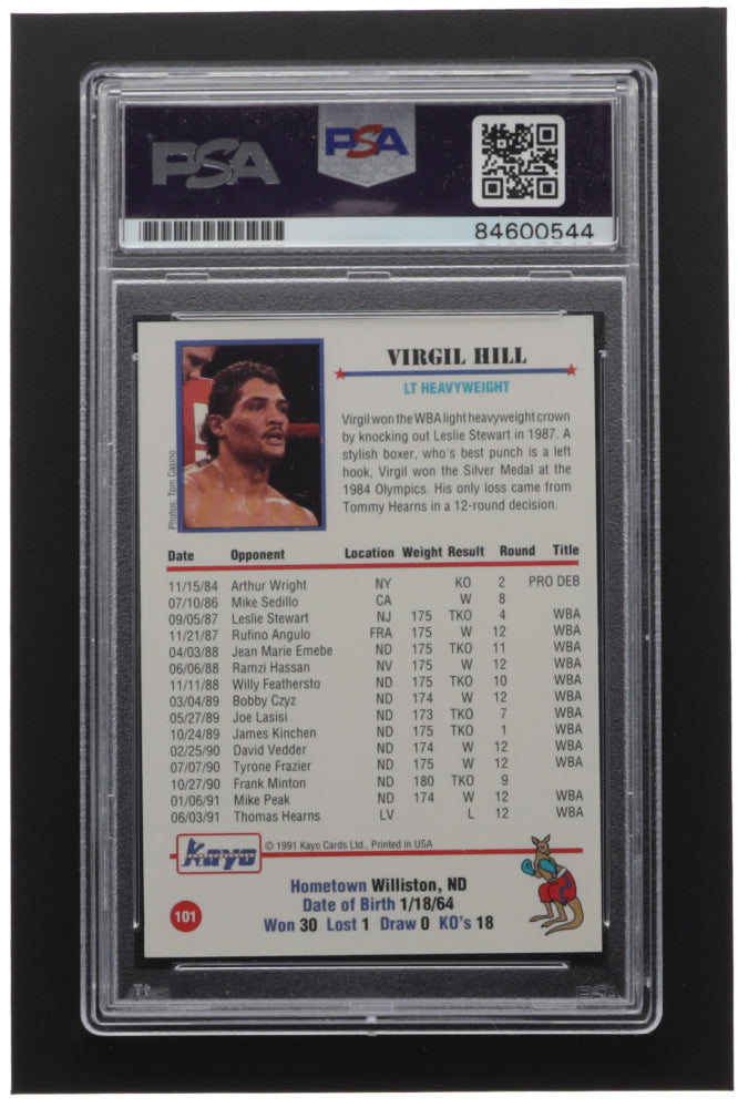 Virgil Hill Signed 1991 Kayo #101 Inscribed "HOF' 13" (PSA)