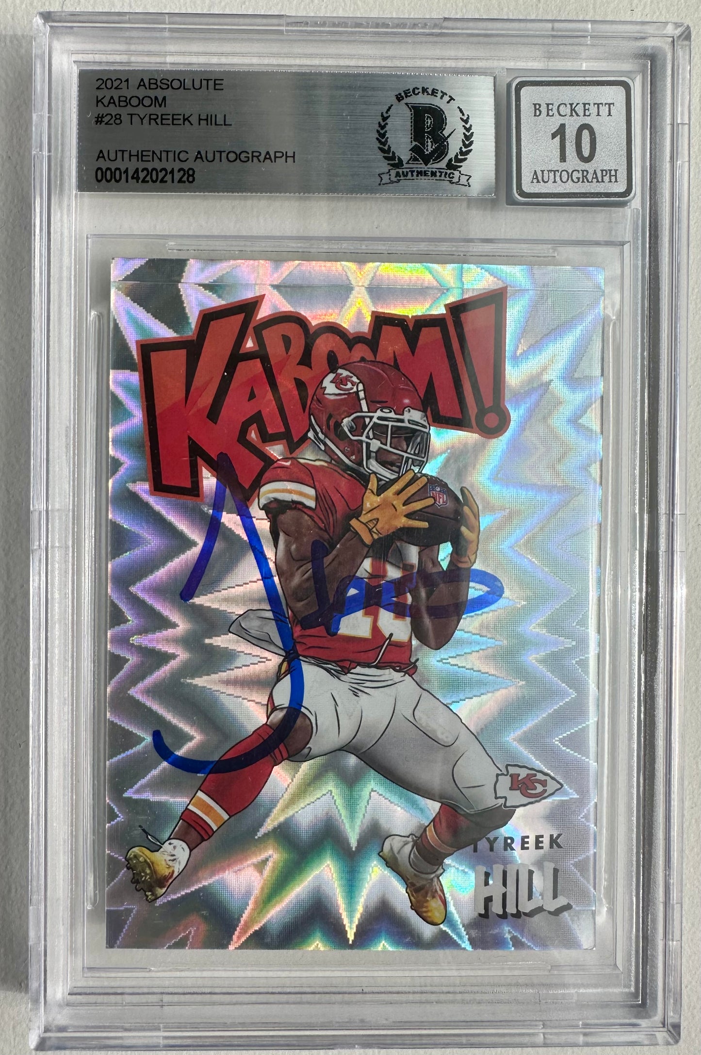 Tyreek Hill Signed 2021 Absolute Kaboom #K28 - Auto Graded Beckett (BGS) 10