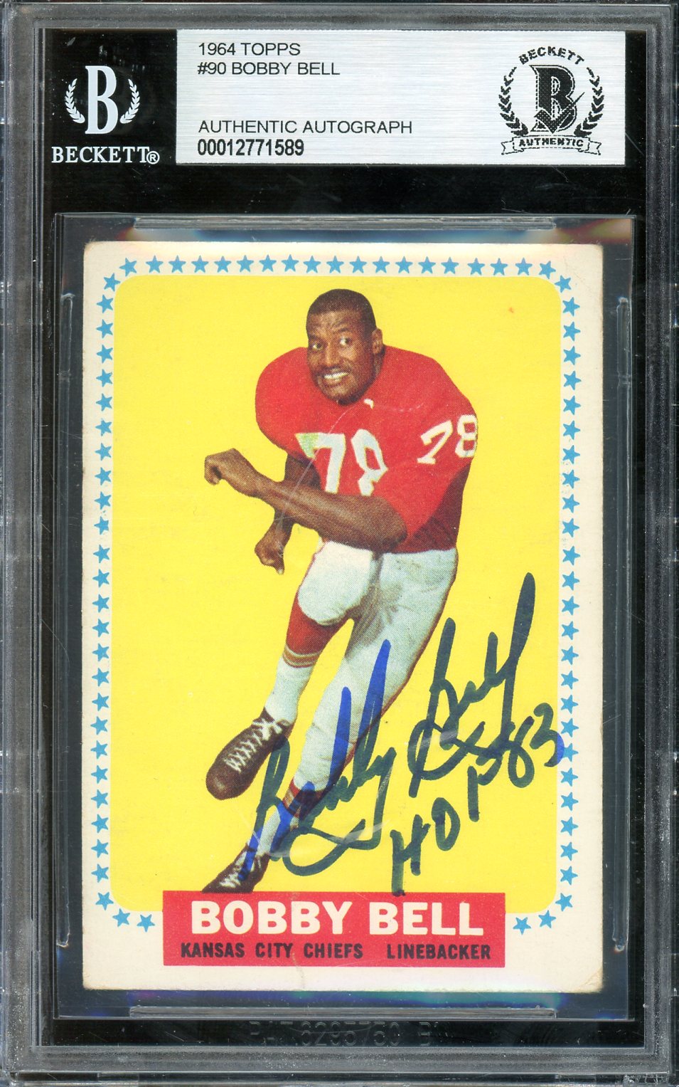 Bobby Bell Signed 1964 Topps #90 - Inscribed "HOF 83" (BGS Encapsulated) - Rookie Card
