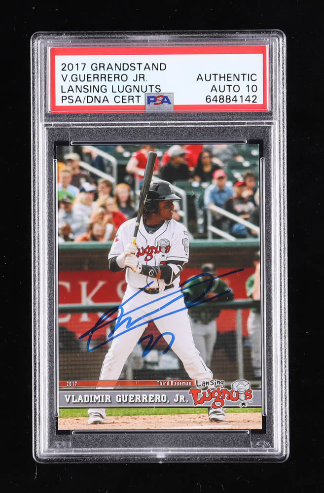 Vladimir Guerrero Jr. Signed 2017 Lansing Lugnuts Grandstand #8 RC - Rookie Card / Autograph Graded (PSA) 10