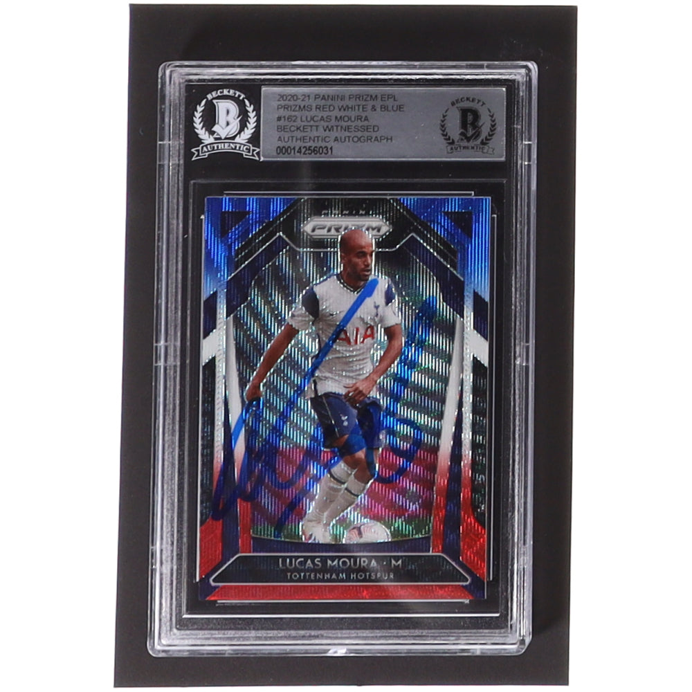 Lucas Moura Signed 2020-21 Panini Prizm English Premier League Prizms Red White and Blue #162 (BGS)