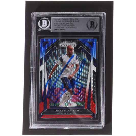 Lucas Moura Signed 2020-21 Panini Prizm English Premier League Prizms Red White and Blue #162 (BGS)