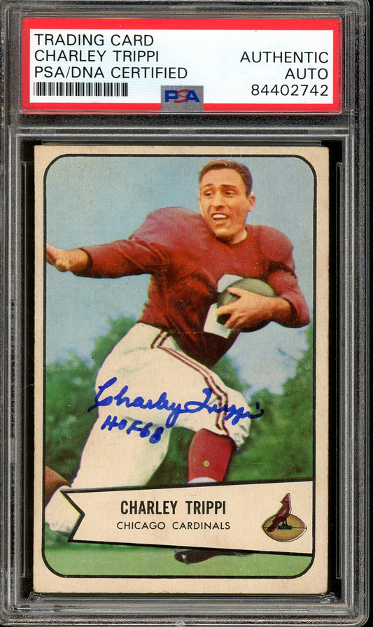 Charley Trippi "HOF 68" Signed 1954 Bowman Football Card #60- PSA/DNA Authentic