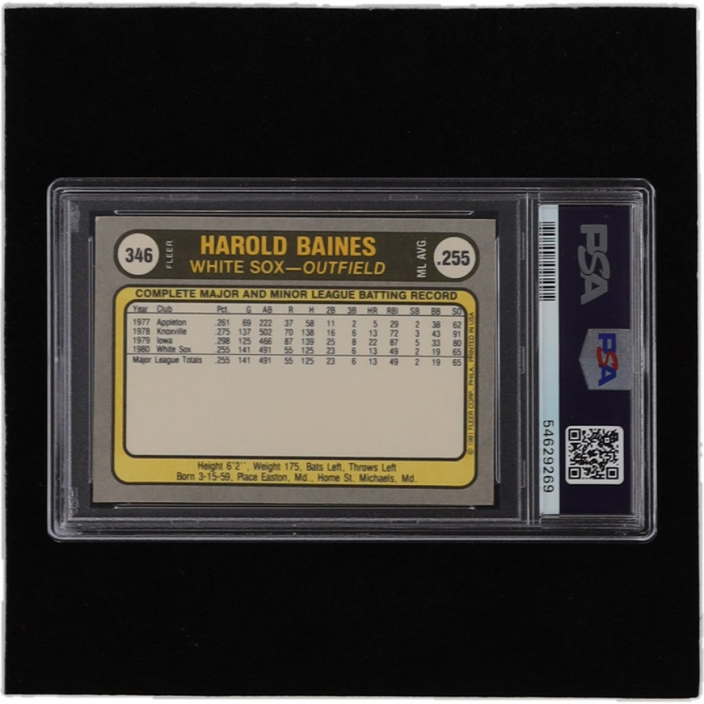 Harold Baines Signed 1981 Fleer #346 RC (Card graded PSA 8.5 & Autograph graded PSA 10) - Rookie Card