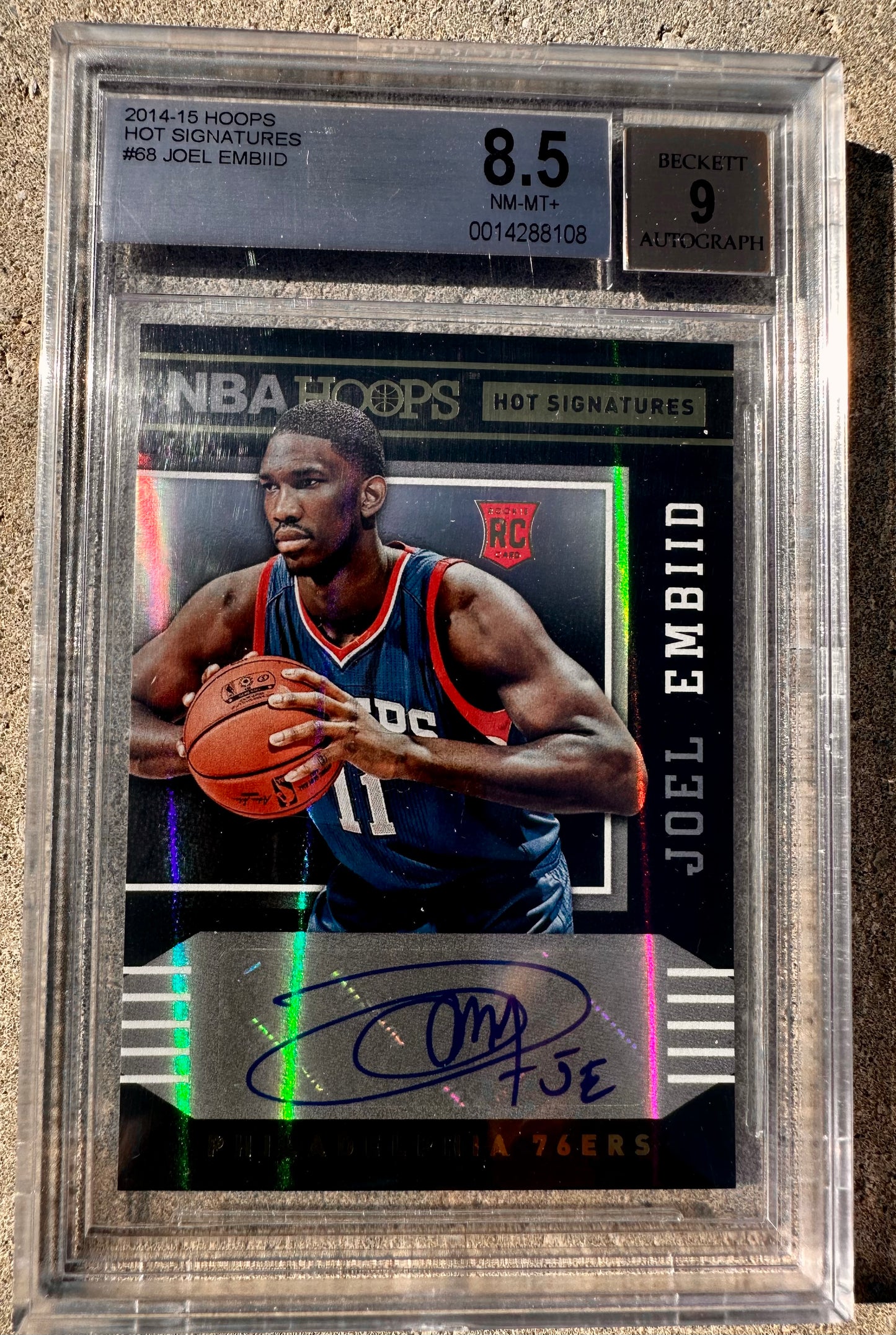 Joel Embiid  2014 Hoops Hot Signatures #68 RC (BGS 8.5) - Auto Graded BGS 9 - Rookie Card