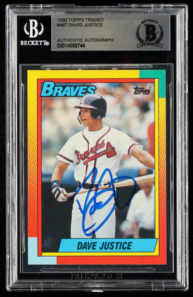 David Justice Signed 1990 Topps Traded #48T RC (BGS)