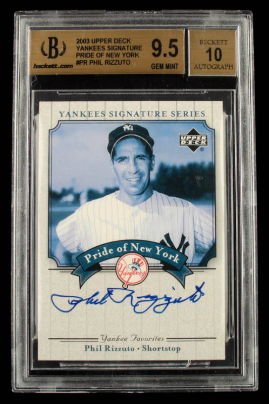 Phil Rizzuto 2003 Upper Deck Yankees Signature Pride of New York Autographs #PR (BGS 9.5) - Autograph Graded BGS 10 Autograph Graded BGS 10