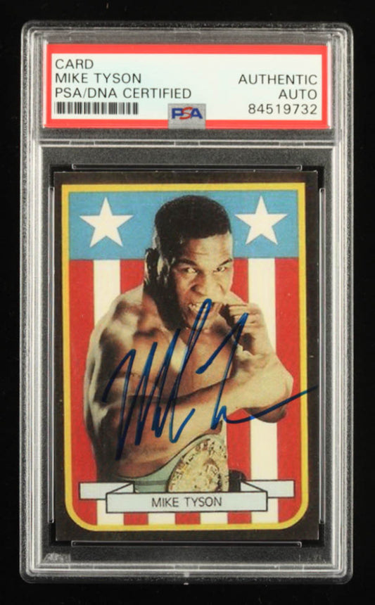 Mike Tyson Signed 1988 Panini SuperSport Stickers #160 (PSA)