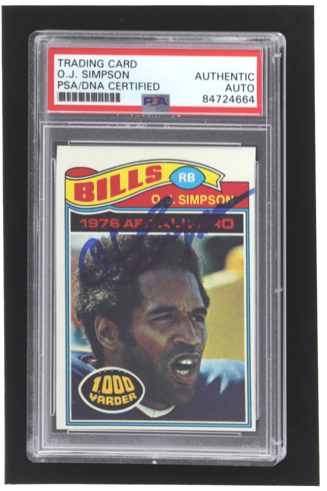 O.J. Simpson Signed 1977 Topps #100 AP (PSA)
