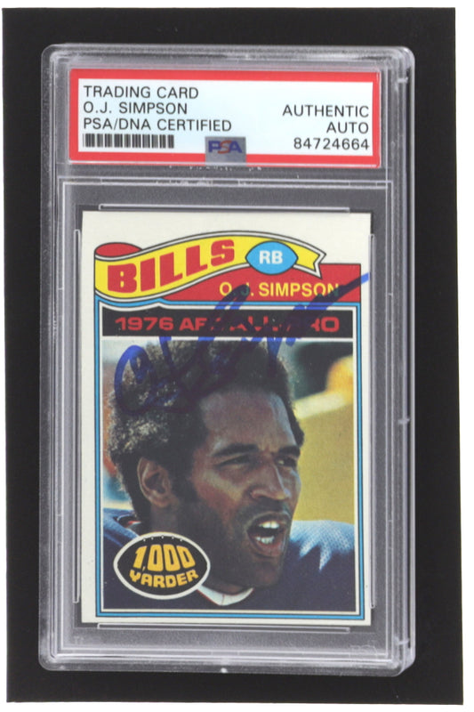 O.J. Simpson Signed 1977 Topps #100 AP (PSA)