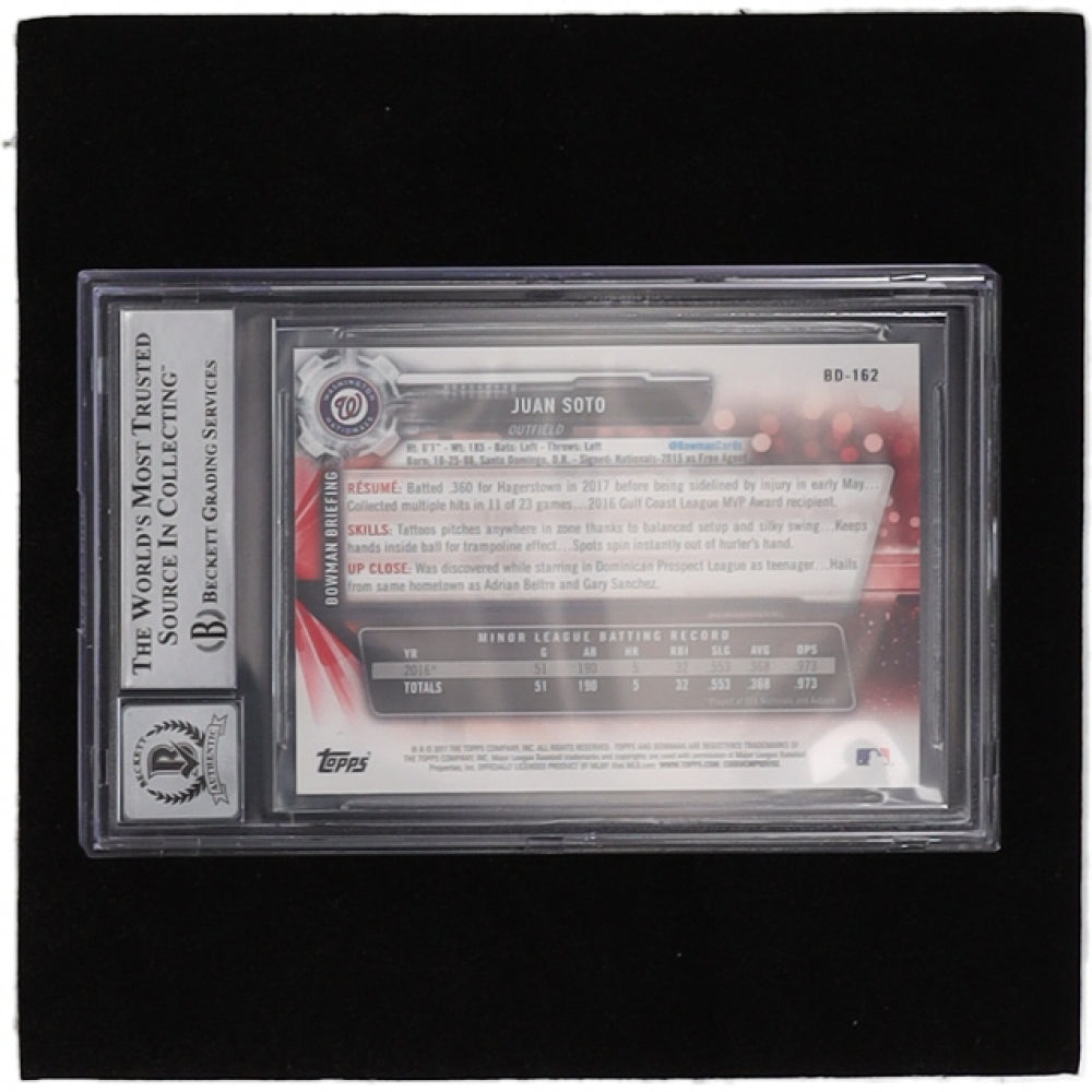 Juan Soto Signed 2017 Bowman Draft #BD162 - Autograph Graded (BGS) 10