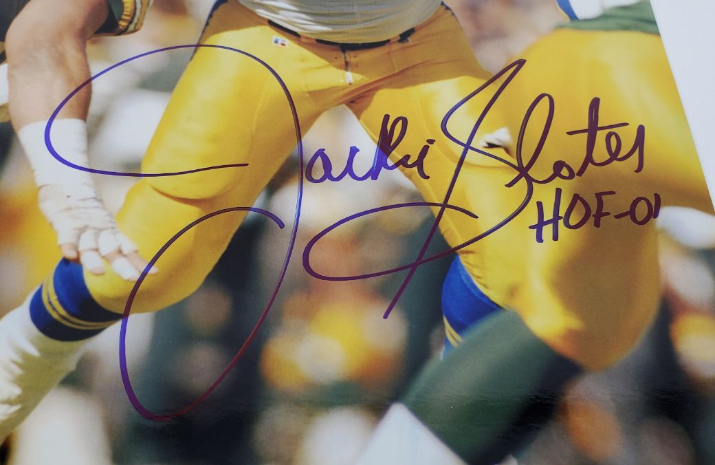 Jackie Slater "HOF 01" Signed (JSA COA) Los Angeles Rams 8x10 Photo