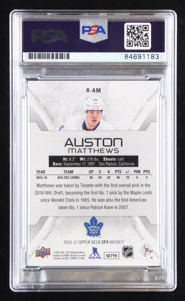 Auston Matthews Signed 2016-17 SPx Rookies #RAM #358/399 - Autograph Graded (PSA) 10 - Rookie Card